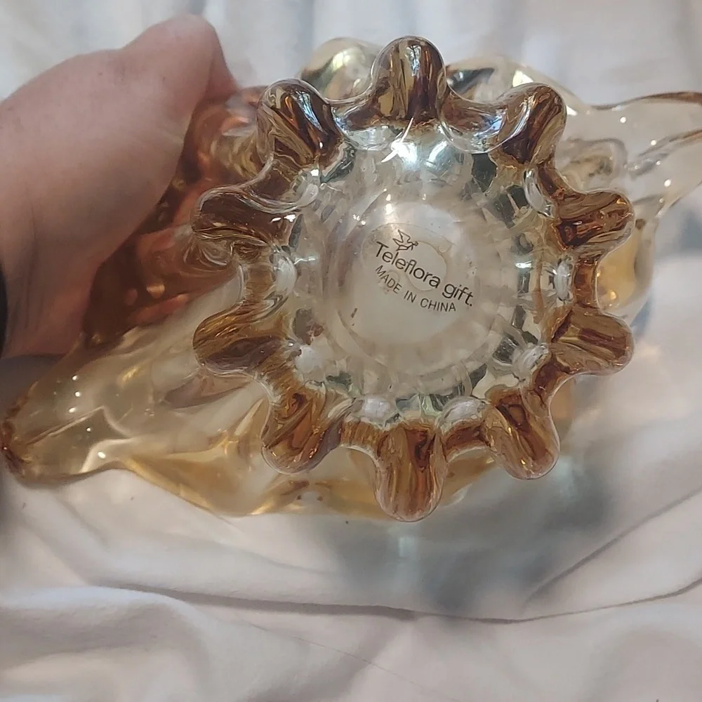TELEFLORA Yellow Ribbed Fan Vase | Yellow Glass Vase | Vases for Flowers | Scall